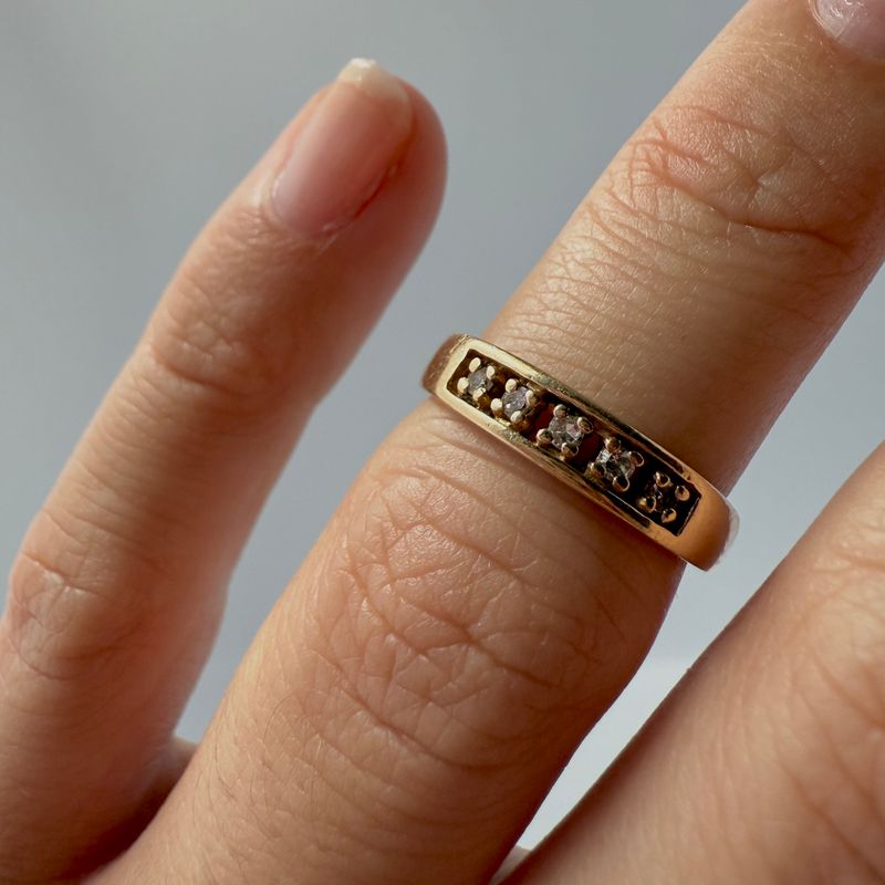 The Charlie: 14K Yellow Gold Band with Channel Set 0.15CTW Diamond Ring