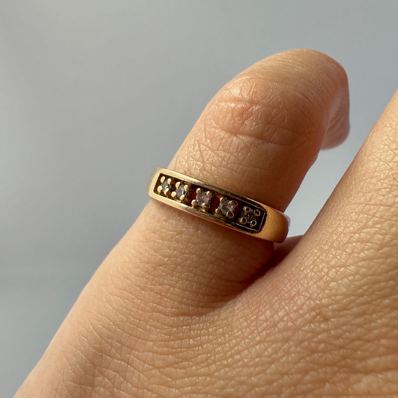 The Charlie: 14K Yellow Gold Band with Channel Set 0.15CTW Diamond Ring