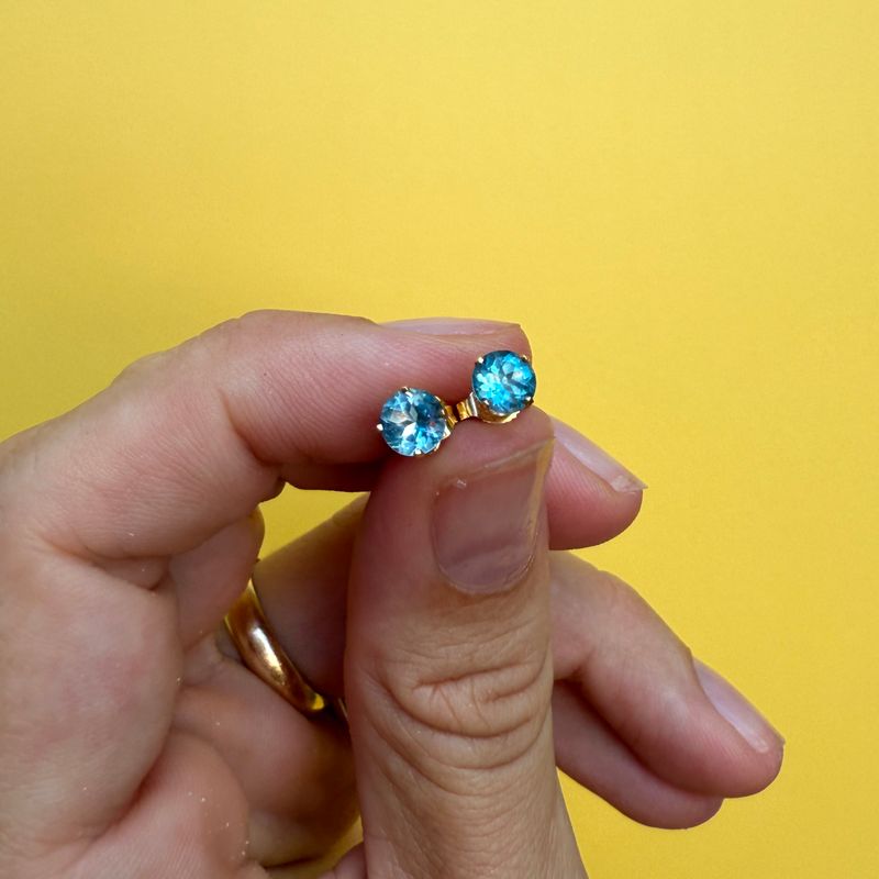 The Crystal: 14K Yellow Gold and 0.6CT Blue Topaz Stud Earrings