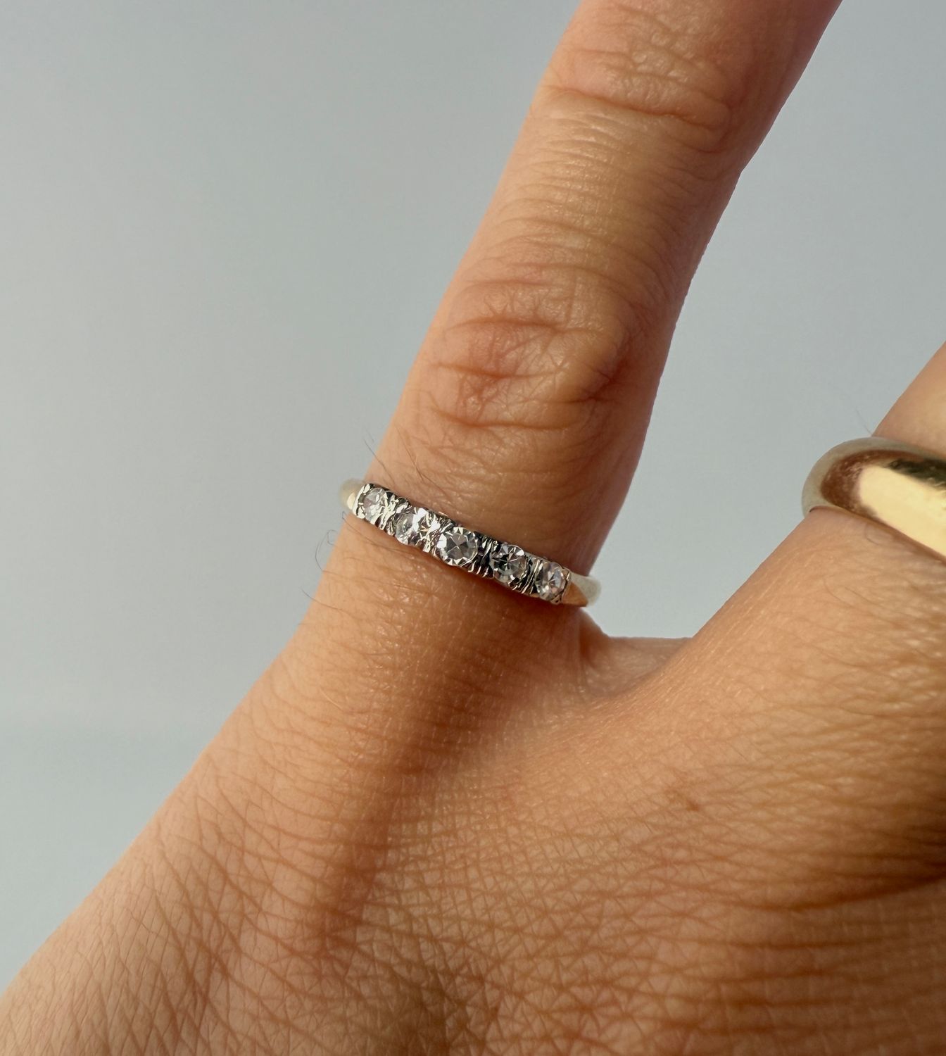 The Carol: 14K Yellow Gold and Rhodium Plated Top with 0.15CTW Diamond Ring