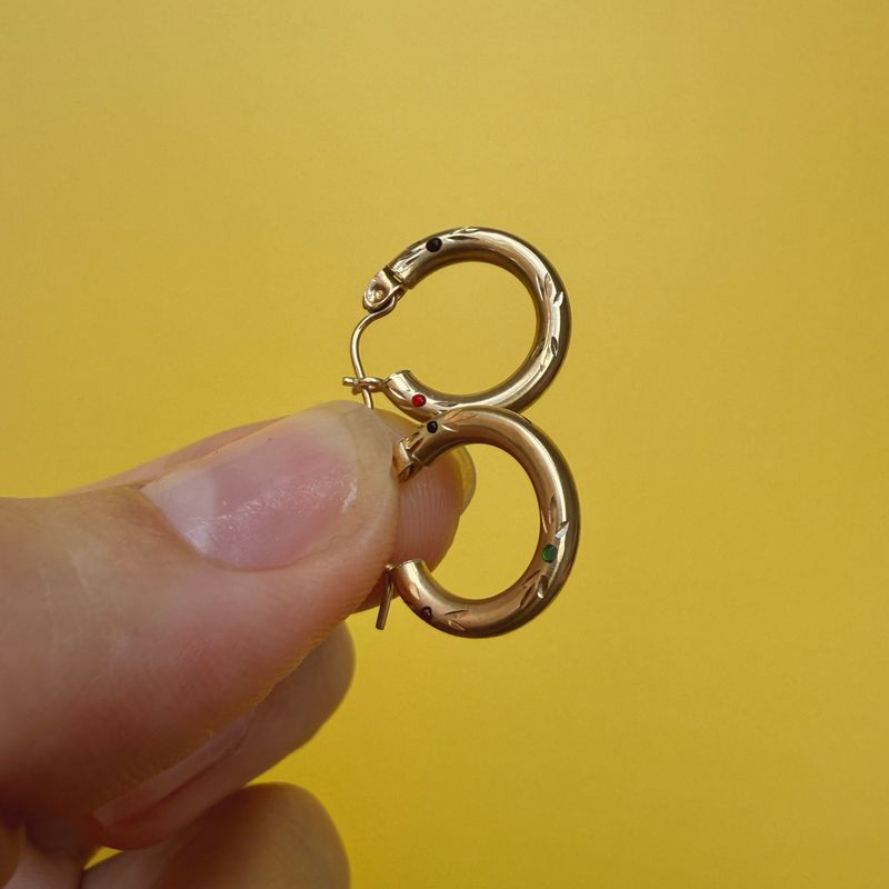 The Goldie: 14K Yellow Gold and Starburst Jeweled Gemstone 0.5&quot; Hoop Earrings