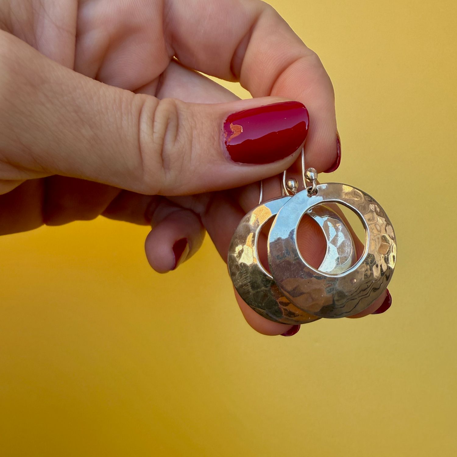 The Darcy: Hammered Sterling Silver 1&quot; Dangle Earrings