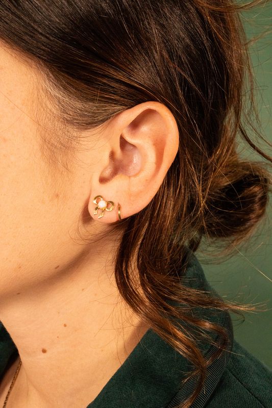 The Jack: 14K Yellow Gold Bow and Opal Stud Earrings