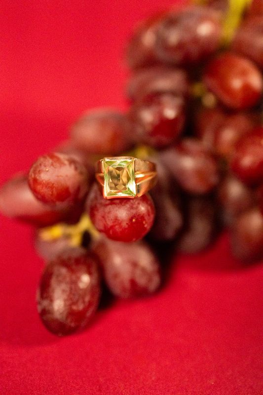 The Norma Jean: 10K Yellow Gold and 4CT Radiant-Cut Green Spinel Ring