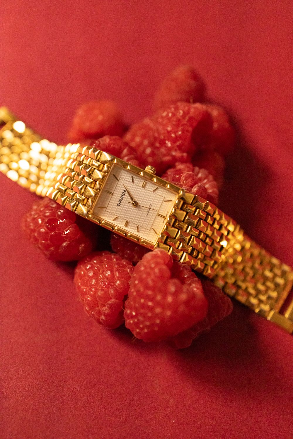 The Dieter: 6" Gruen Gold-Tone Geometric Watch