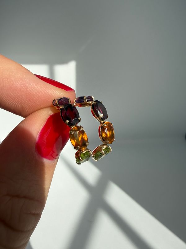The Juliette: 14K Gold and Multi Gemstone Half-Hoop Earrings