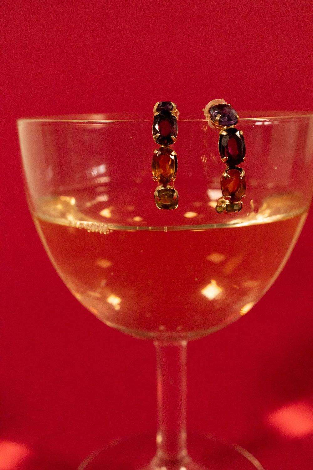 The Juliette: 14K Gold and Multi Gemstone Half-Hoop Earrings