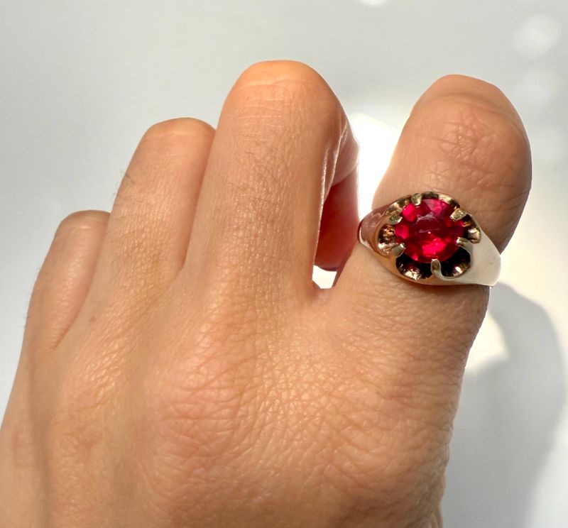 The Valentine: 14K Gold and 1.3C Red Ruby Ring
