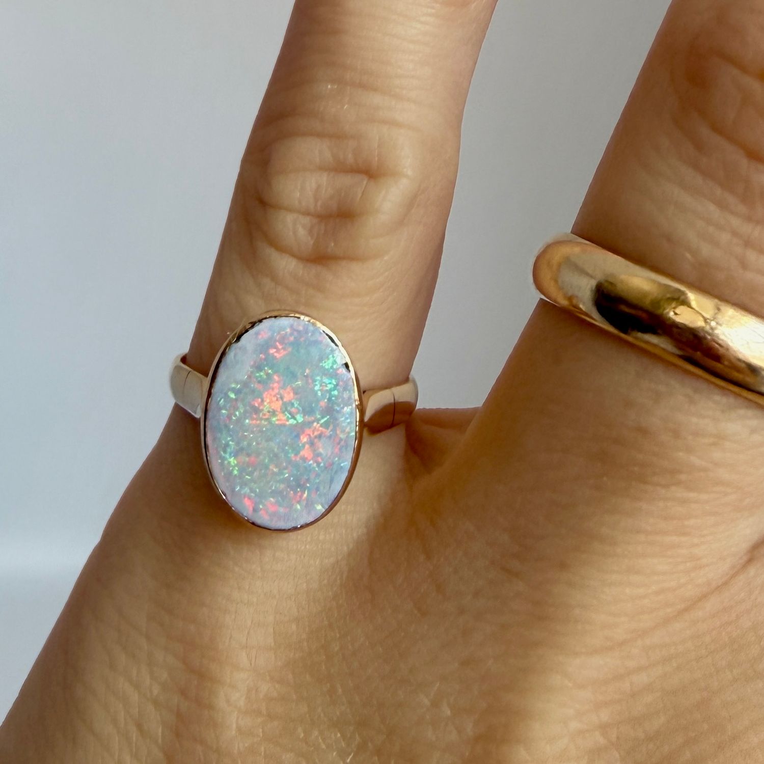 The Ronstadt: 18K Yellow Gold and Oval Opal Ring