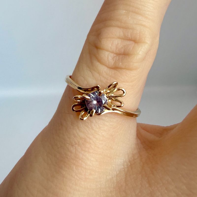 The Petra: 10K Gold and 0.09c Purple Amethyst