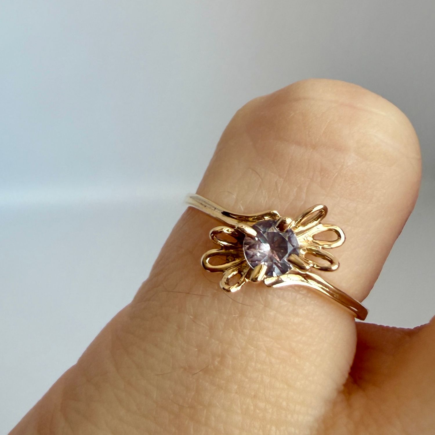 The Petra: 10K Gold and 0.09c Purple Amethyst