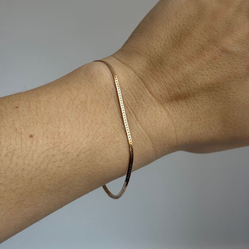 The Ralph: 14K Yellow Gold 7" Herringbone Chain Bracelet