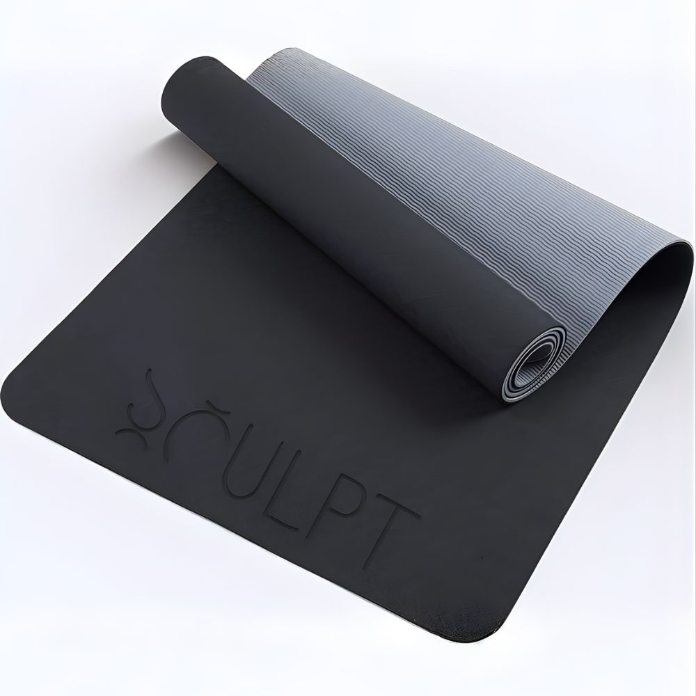 Velvet Grip - Black top/ Grey base yoga mat