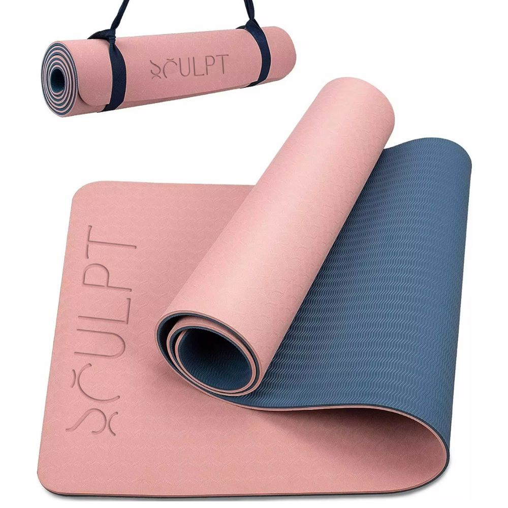 Velvet Grip - Pink top / Blue base yoga mat
