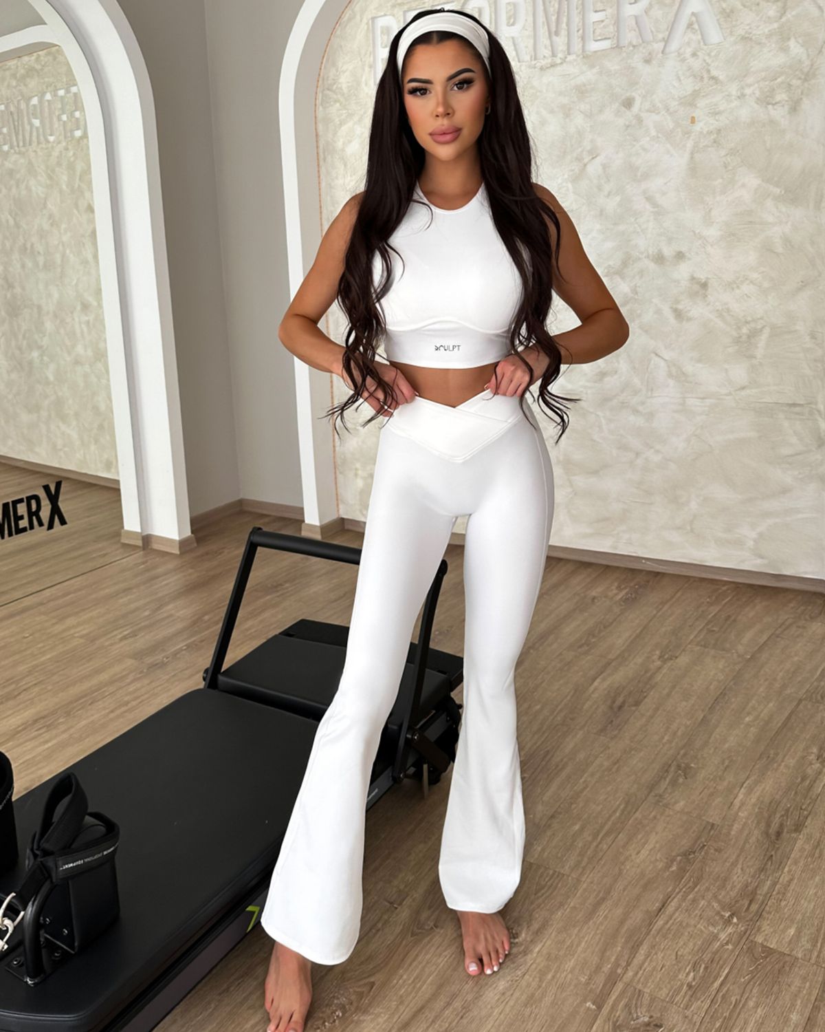 Set &quot;Luma&quot; White - High-waisted leggings