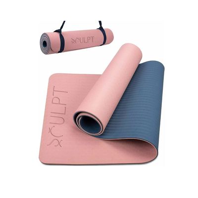 Velvet Grip - Pink top / Blue base yoga mat