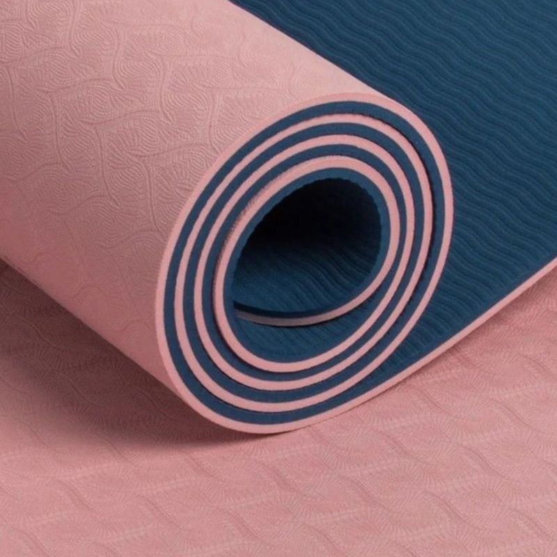 Velvet Grip - Pink top / Blue base yoga mat