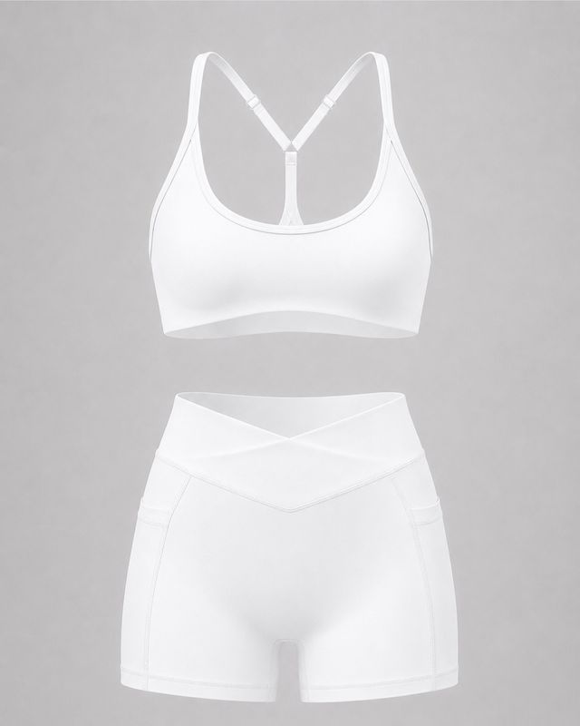 Сет "Muse" Coconut white– спортен топ и къс клин