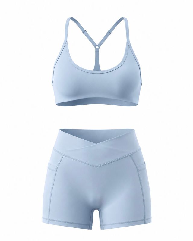 Сет "Muse" Mist Blue – спортен топ и къс клин