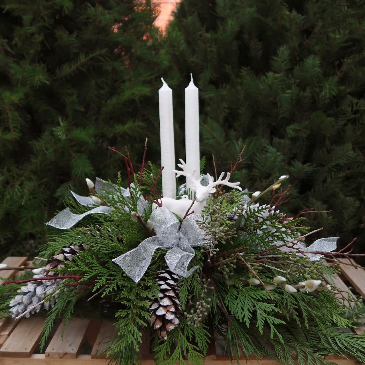 Woodsy Silver Centerpiece