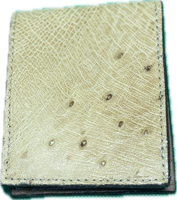 Ostrich Quill Handrafted Bifold Leather Wallet, Colour: Natural