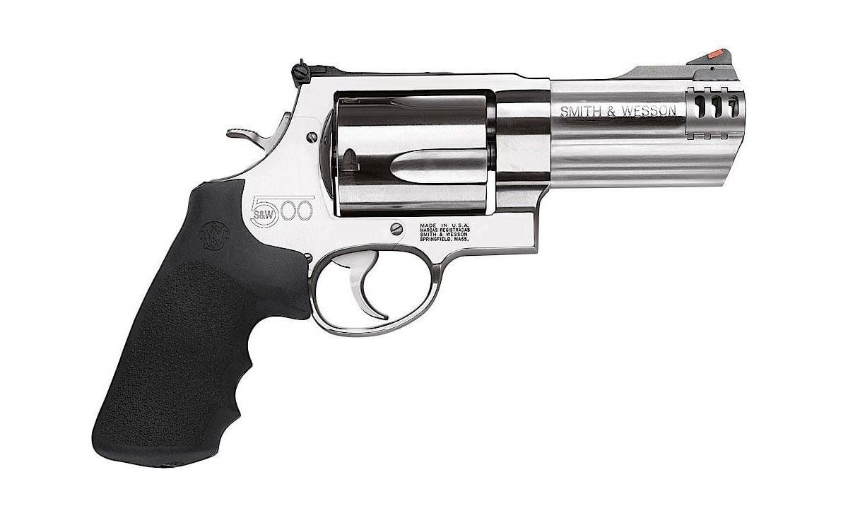 SMITH AND WESSON - 500  4" Barrel, Adjustable Sight, 5 Shot,  Stainless Steel/Rubber Grip
