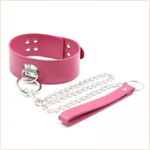 D Ring Pin Lock Collar With Lead, Colour: Rose