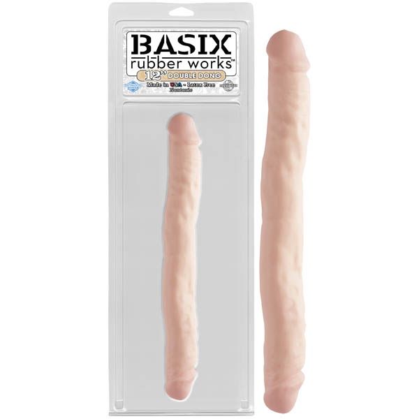 Basix Rubber Works 12&quot; Double Dong, Colour: Flesh