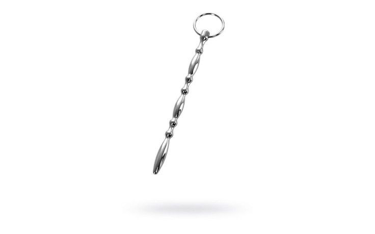 Silver Metal Beaded Urethral Plug w Ring