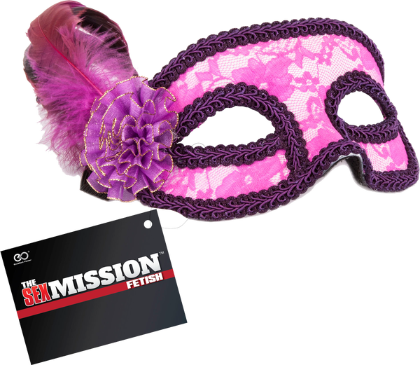 Feathered Masquerade Mask (Pink &amp; Purple)