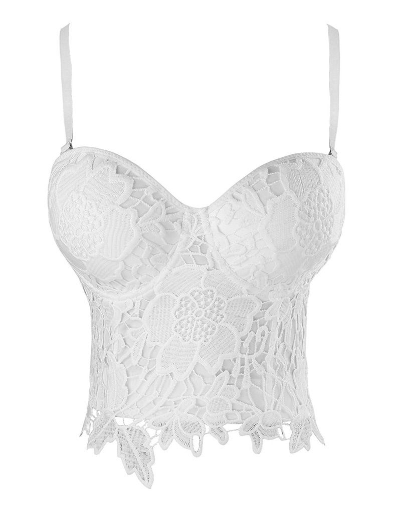 Goth Floral Lace Bustier, Size: 8, Colour: White