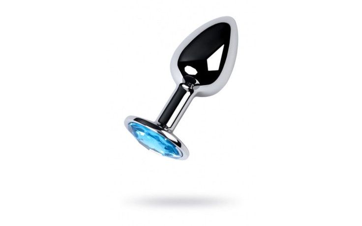 Silver Metal Anal Plug w Topaz Crystal Small