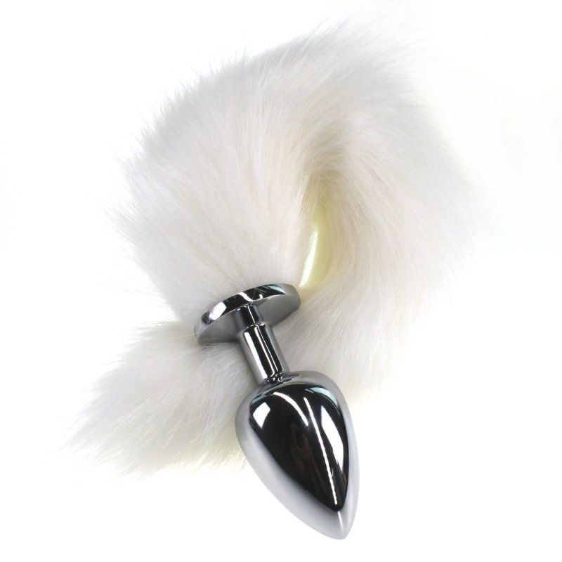 Fox Tail Stainless steel Plug, Colour: White, Size: Small
