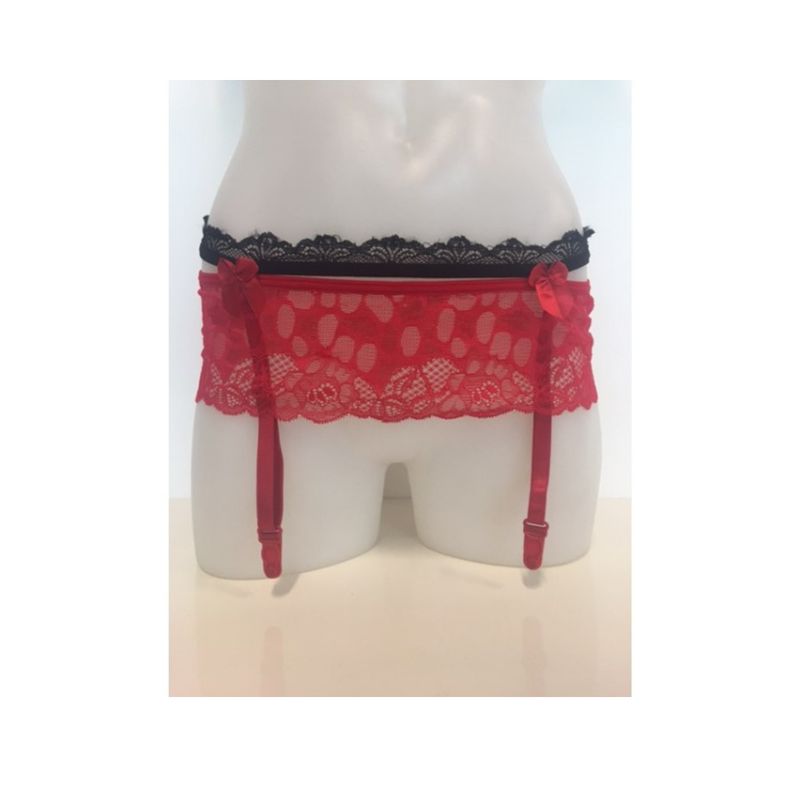 Red / Black Lace Suspender - Size 8/14