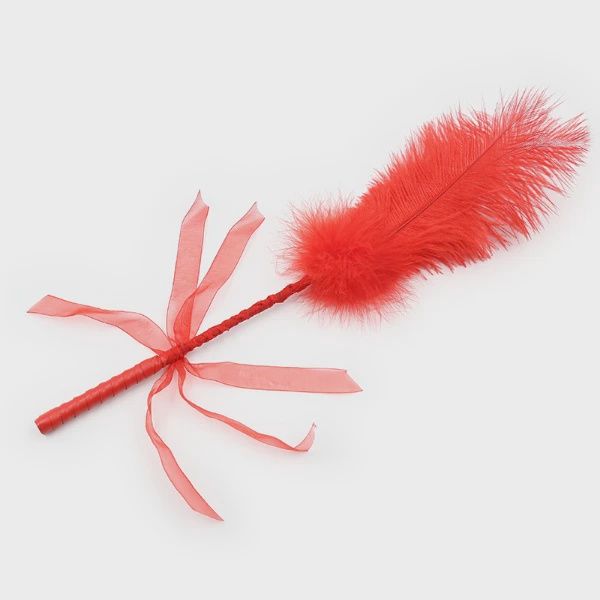 Ostrich Feather Tickler Ribbon Handle - 50cm