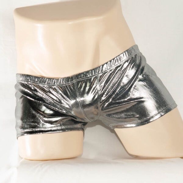 Men’s Glitter Hot Pants, Colour: Silver, Size: Med
