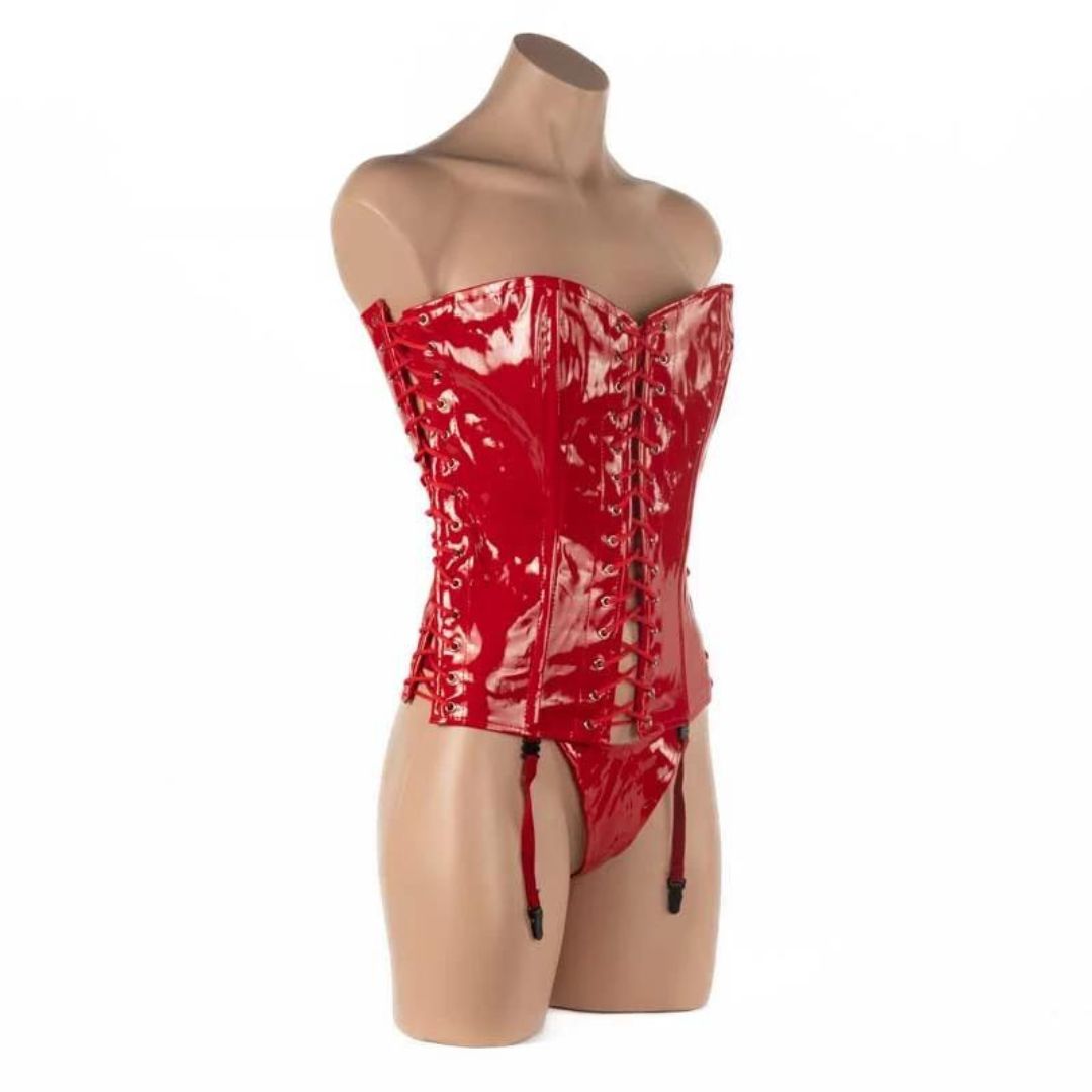 Wetlook Corset - Size 10/12, Colour: red