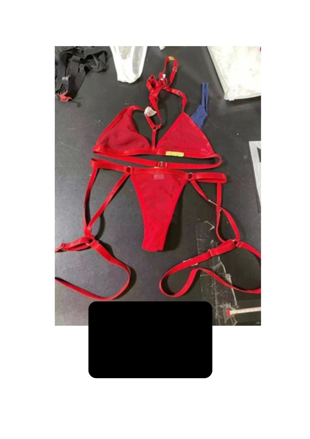 Mesh Set with Leg Harness, Colour: Black, Size: Size 12/14