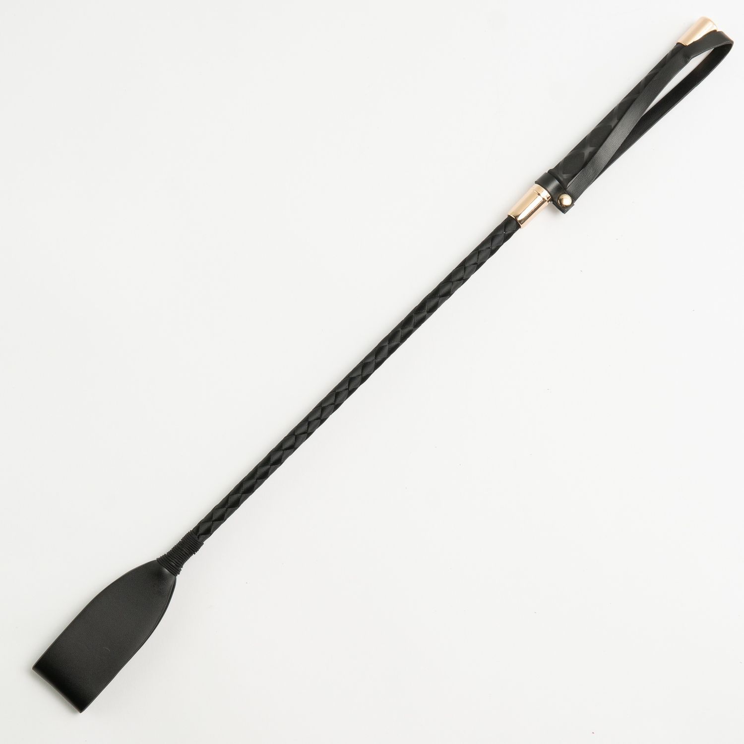 Leather Handle Riding Crop With Gold Trim, Size: 54cm