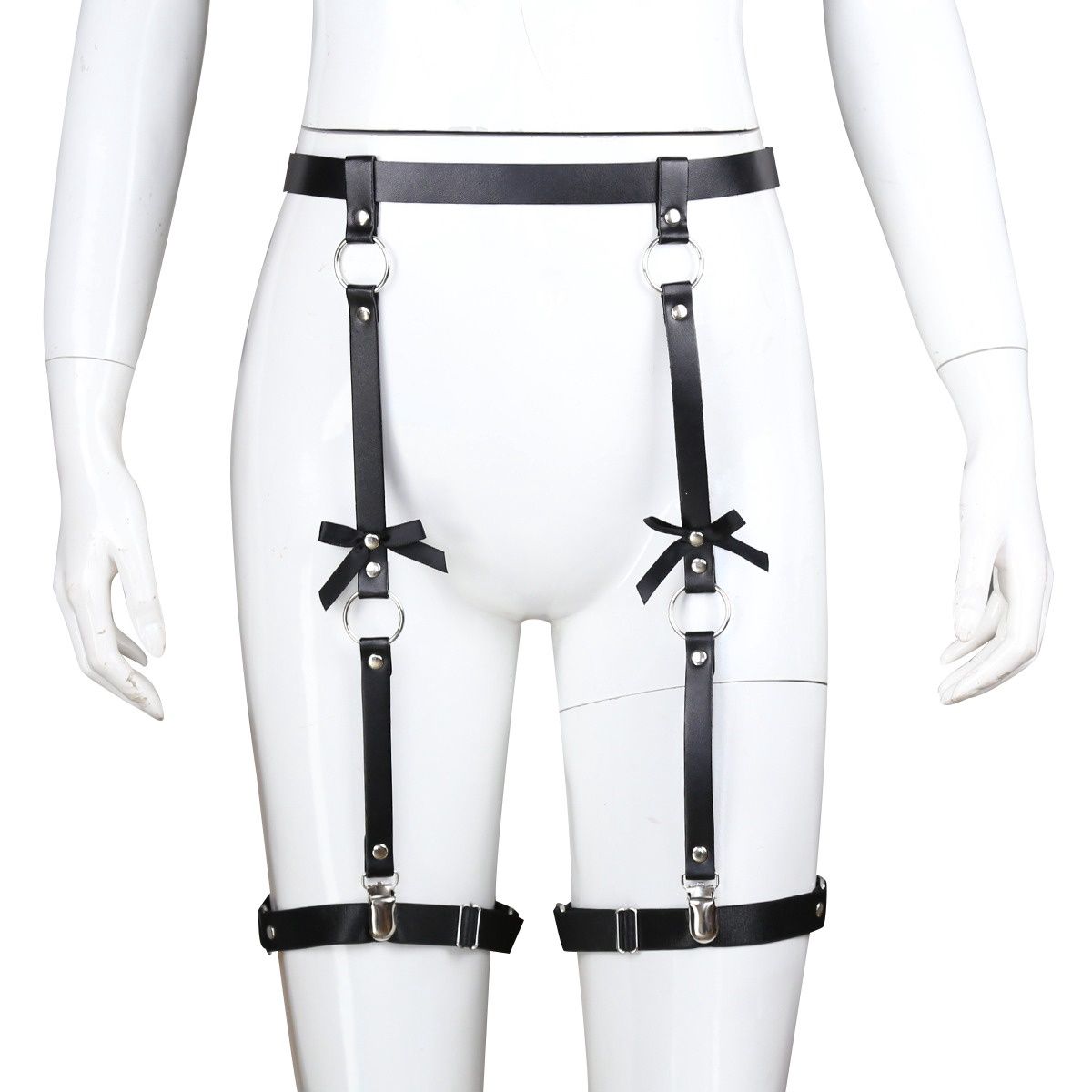 Leather Leg Harness With Bows