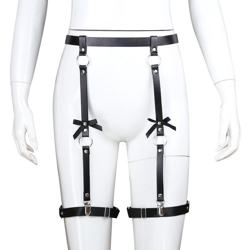 Leather Leg Harness With Bows