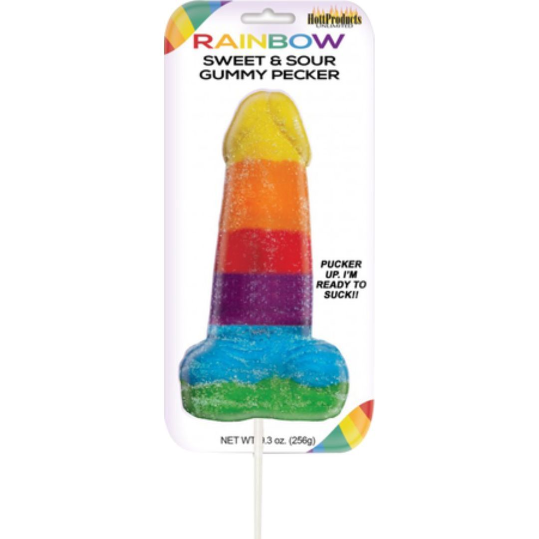 Sweet &amp; Sour Jumbow Rainbow Gummy Cock Pop