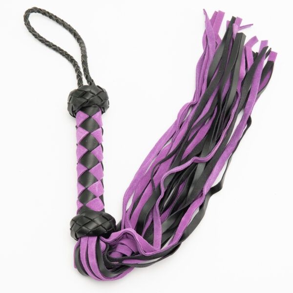 Checkered Handle Leather Whip – 54cm