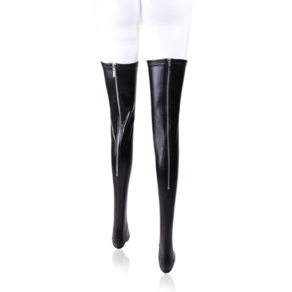 Wetlook Stockings With Zipper