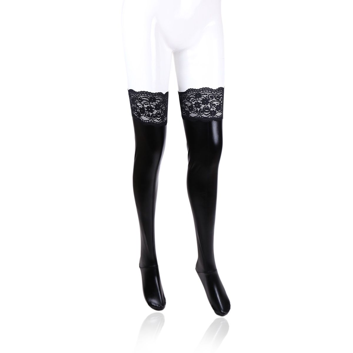 Wetlook Stockings with Lace - Size 14/18