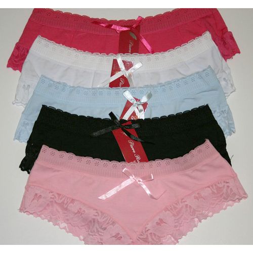 Cheeky lace Cotton Briefs, Colour: Black, Size: 8