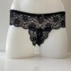 Lace Crutchless G String, Colour: Black, Size: 8