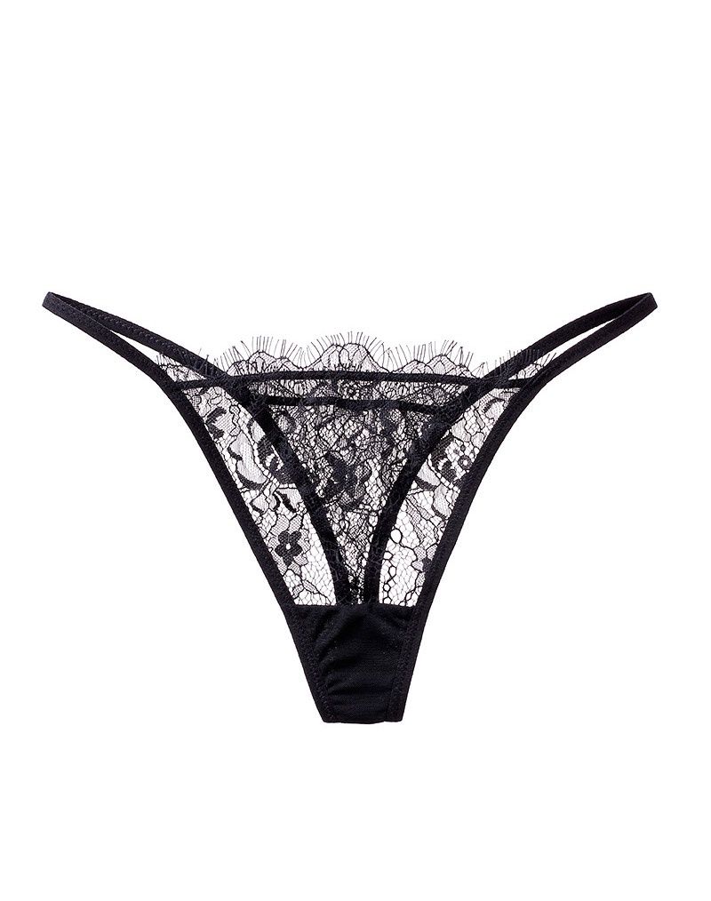 Eyelash Lace G-String, Colour: Black, Size: 12