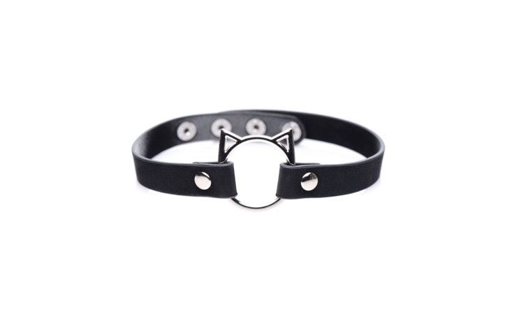 Kinky Kitty Ring Slim Choker, Colour: Black