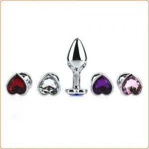 Heart Jeweled Stainless Steel Butt Plug